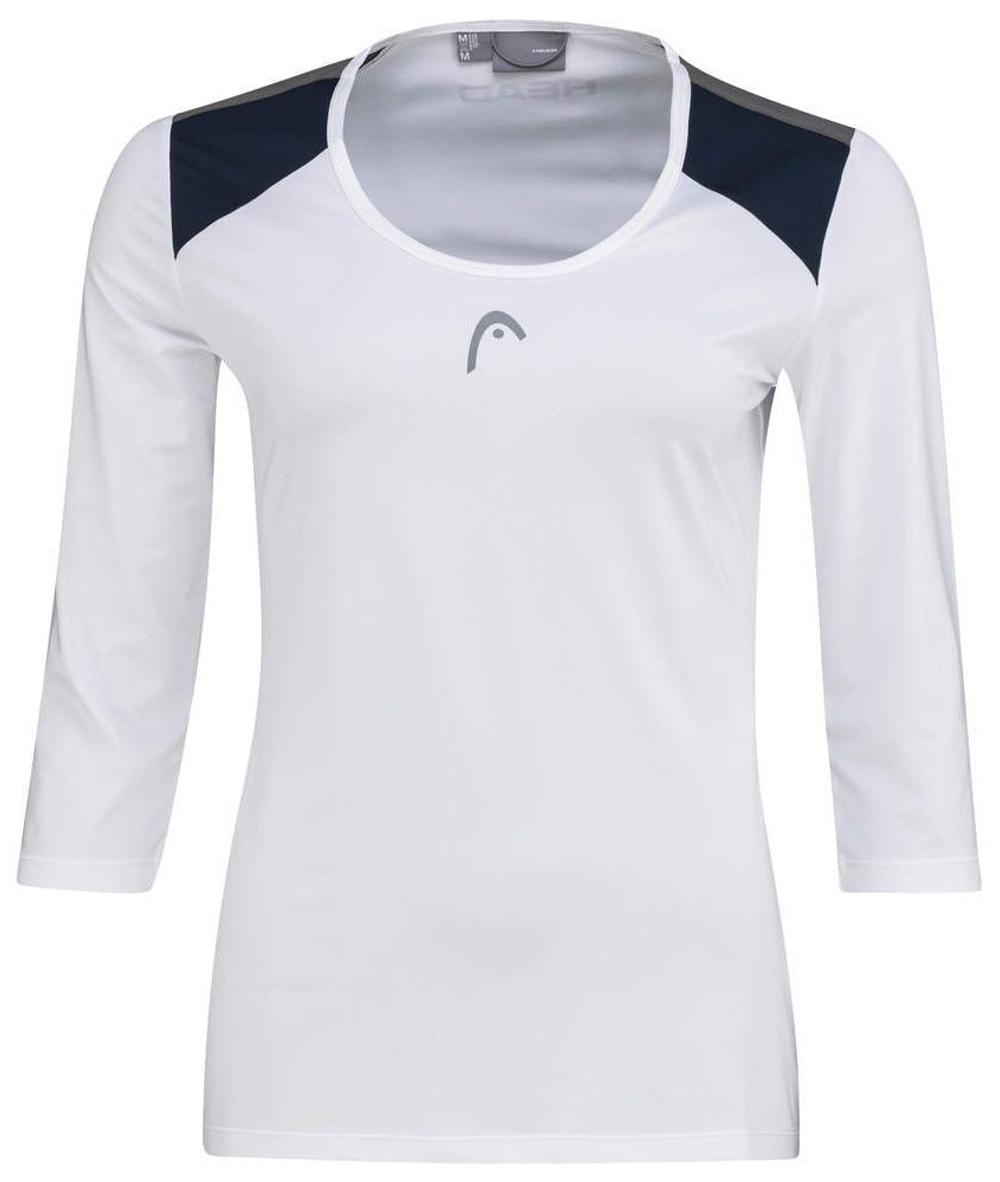 Женская теннисная футболка   Head Club 22 Tech 3/4 Shirt W - white/dark blue