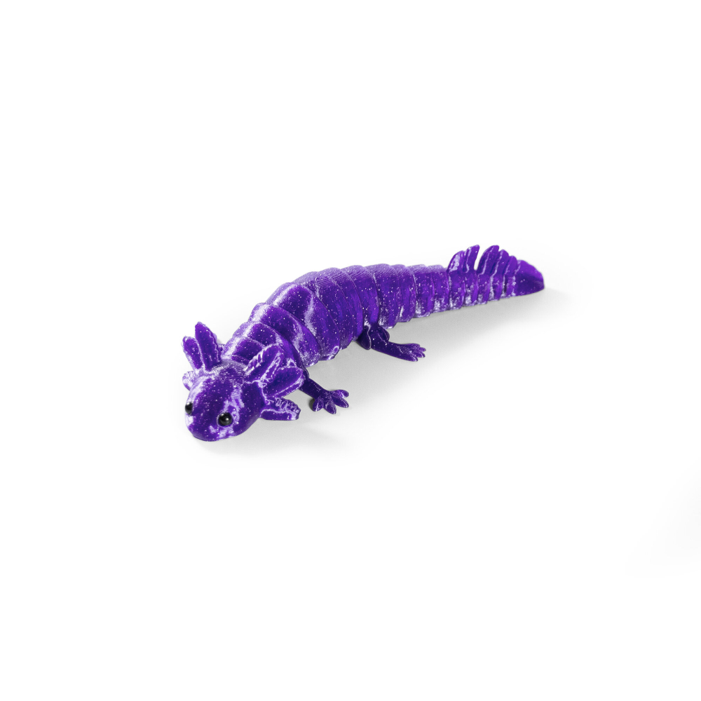 Аксолотль гибкая сегментная подвижная игрушка, 18 см., 3D печать, фиолетовый