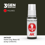Акриловая краска AK Interactive Field Grey Base #2 (Grey Uniform) 3GEN Figures, 18мл