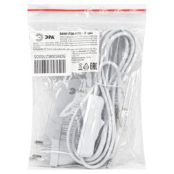 Кабель питания для линейного светильника ЭРА FTS-C5-plug-1,5 1,5 м с выключателем коннектор IEC C5 | Аксессуары для фито светильников