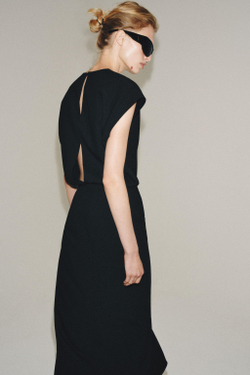ZARA ПЛАТЬЕ МИДИ СО СБОРКАМИ — ZW COLLECTION, ЧЕРНЫЙ