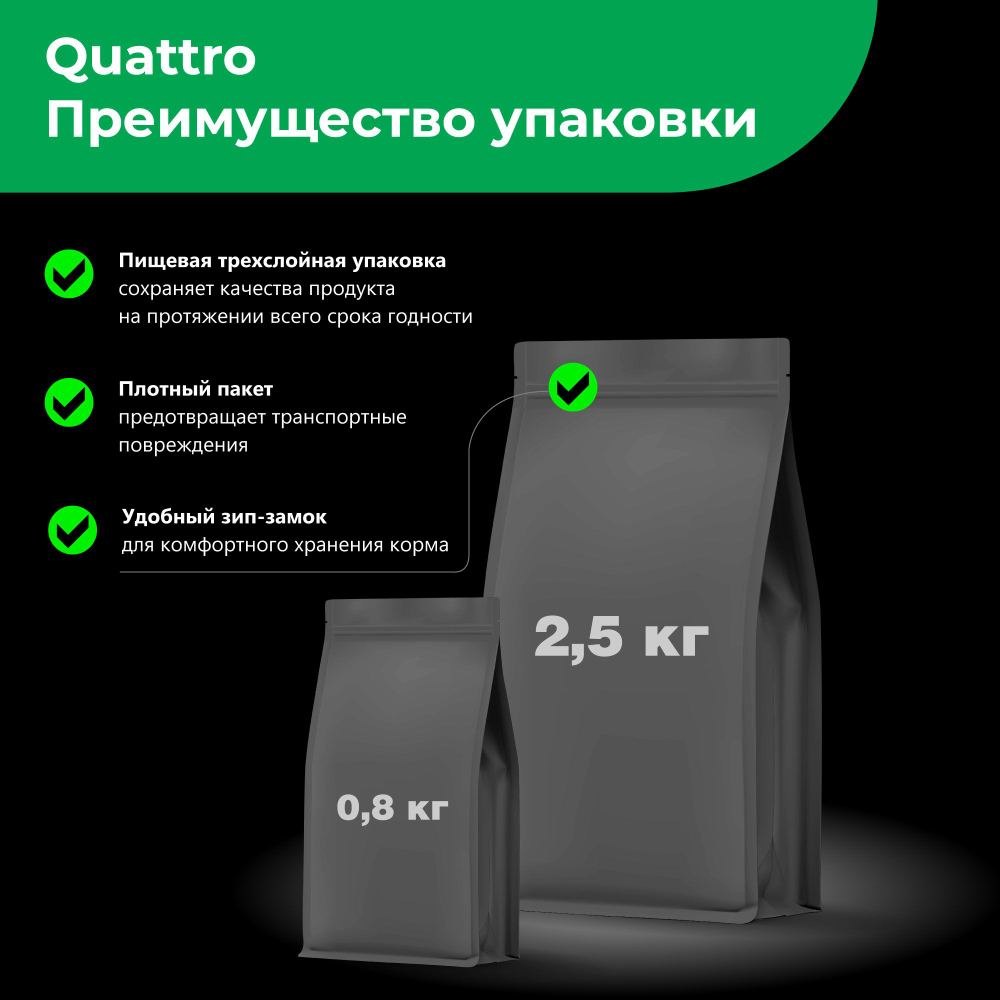 Корм сухой для щенков породы Миниатюрный шнауцер, премиум полнорационный комплекс, с ягненком, 2,5 кг, QUATTRO