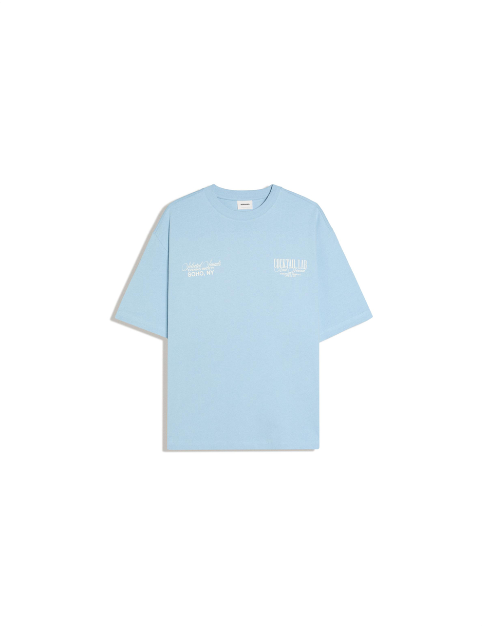 Мужская футболка boxy fit с коротким рукавом и принтом, арт. 3249/734 - BERSHKA
