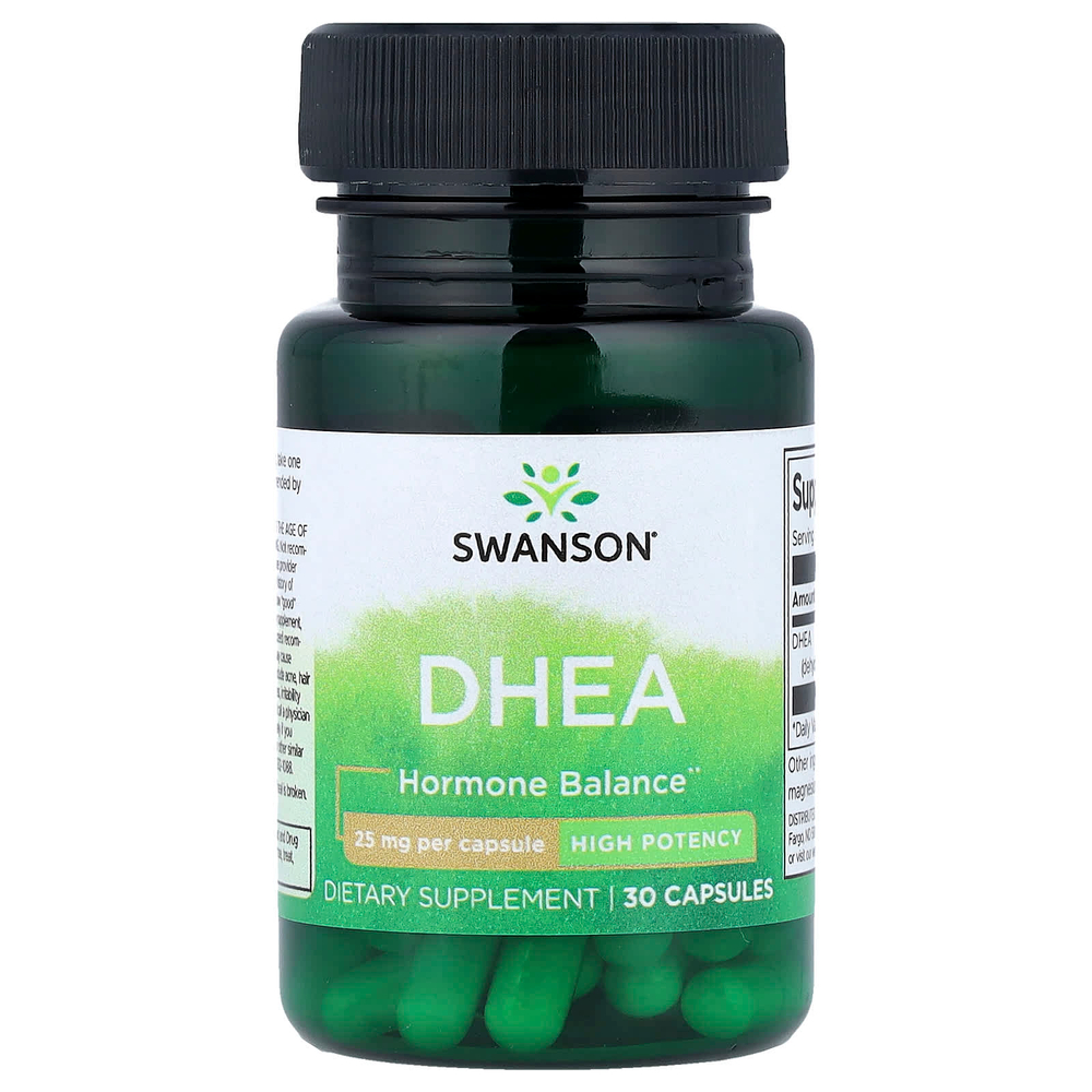Swanson Vitamins, DHEA, высокая эффективность, 25 мг, 30 капсул