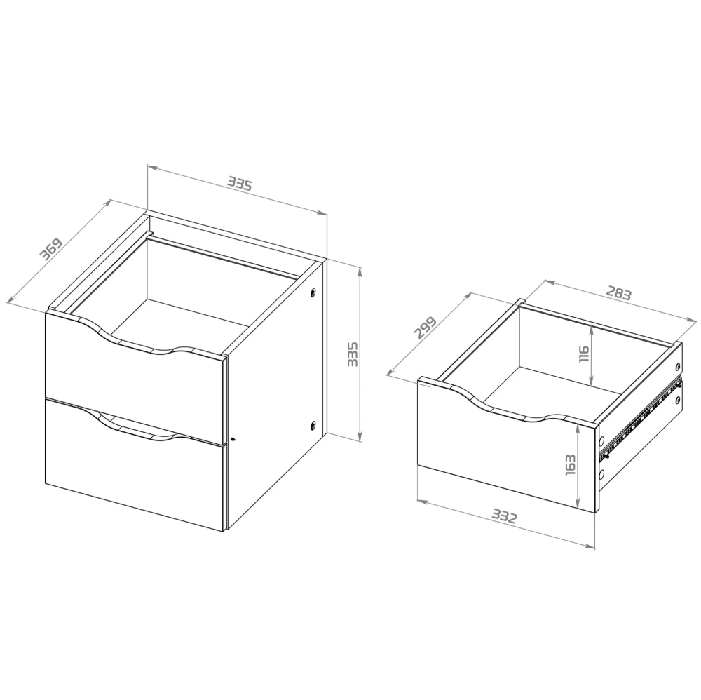 Фора модуль с двумя ящиками, 33*33*37 см, белый