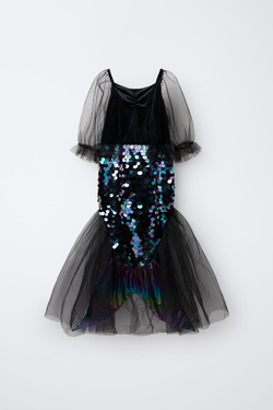 ZARA КОСТЮМ РУСАЛКИ С ПАЙЕТКАМИ, ЧЕРНЫЙ