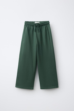 ZARA КОМПЛЕКТ ИЗ ТОЛСТОВКИ И БРЮК WIDE LEG В СТИЛЕ КОЛОР-БЛОК, ЗЕЛЕНЫЙ