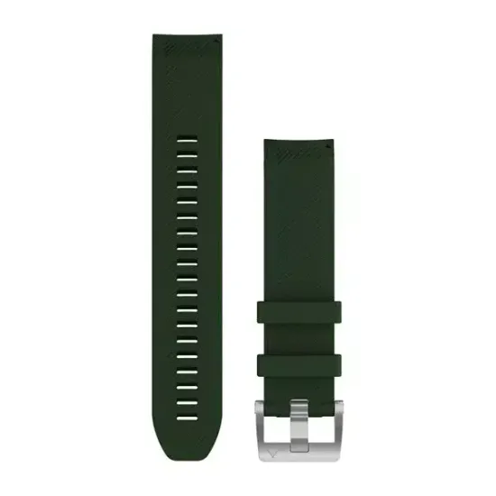 Силиконовый ремешок QuickFit 22 для Garmin MARQ (зеленый, серебристая застежка) 010-13008-01