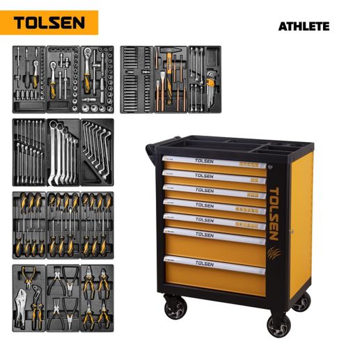 TOLSEN (TT85412) Набор инструментов "ATHLETE" в черной тележке, 189 предметов