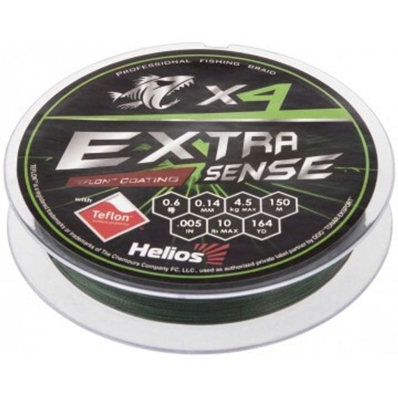 Шнур Helios Extrasense X4 PE Green 150m   0.6/10LB 0.14mm (HS-ES-X4-0.6/10LB)