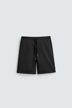 ZARA ШОРТЫ REGULAR FIT COMFORT, ЧЕРНЫЙ