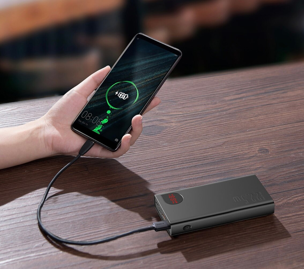 Внешний аккумулятор повербанк чёрный Power Bank 20000mAh 22,5W BASEUS PPADM20S