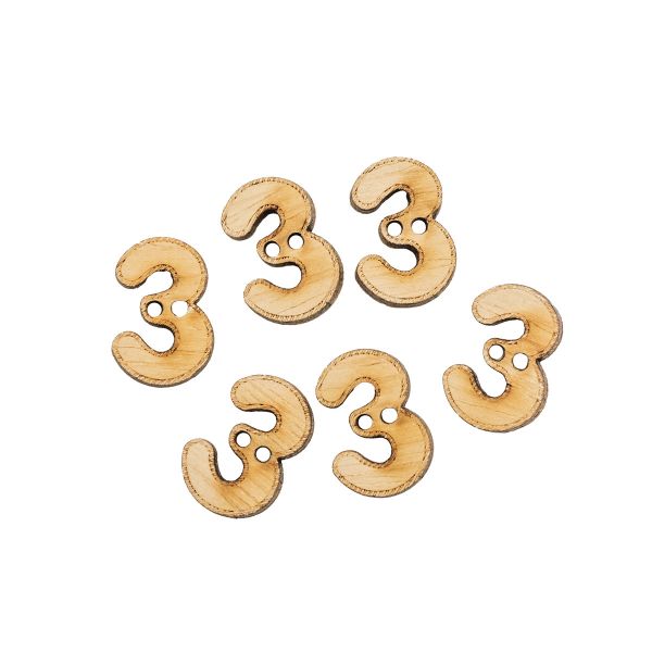 Украшения декоративные: пуговицы Цифра Три, 6 шт, Magic Buttons BTLWA65-32L-01-P6
