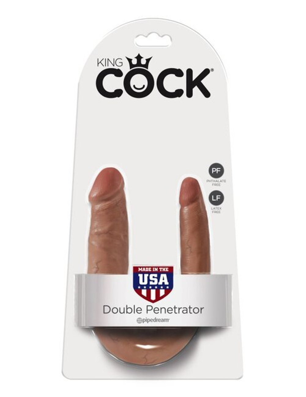 Фаллоимитатор двухголовый загорелый King Cock U-Shaped Small Double Trouble (Цвет: телесный)