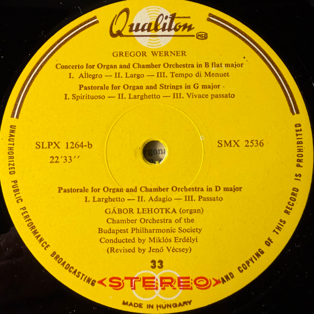 Гайдн - Мифологическая оперетта / Вернер - Концертные пьесы для органа и камерного оркестра (Венгрия 1966г.)