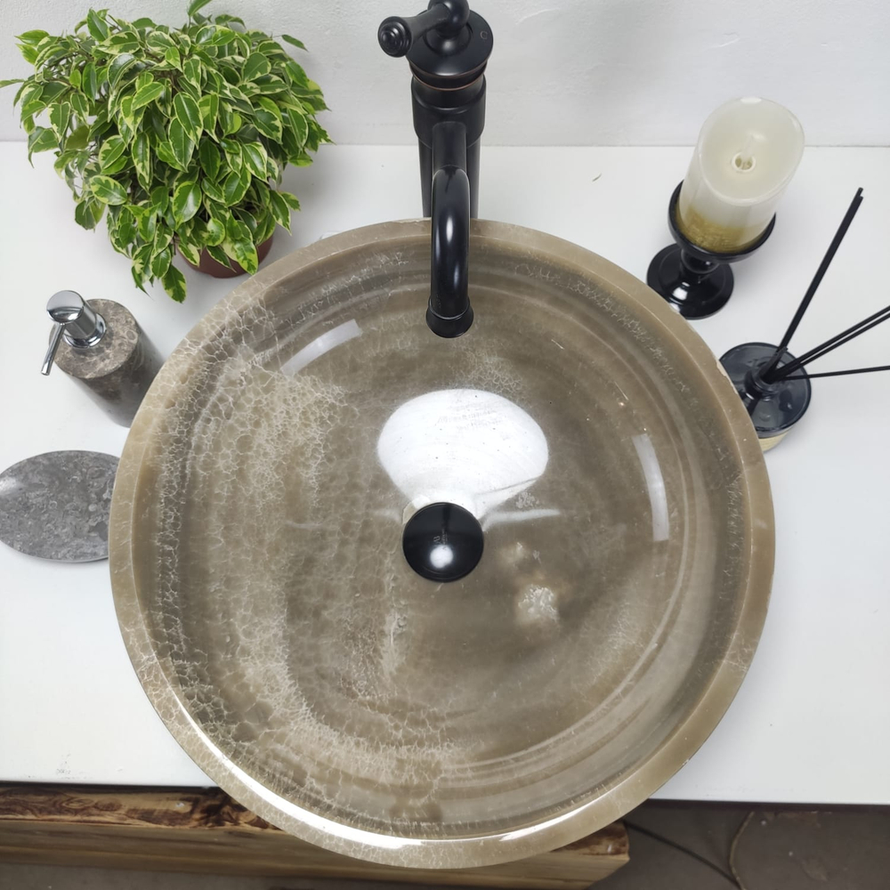 Раковина из оникса Bowl Grey BO-70947 45x45x15 из натурального камня