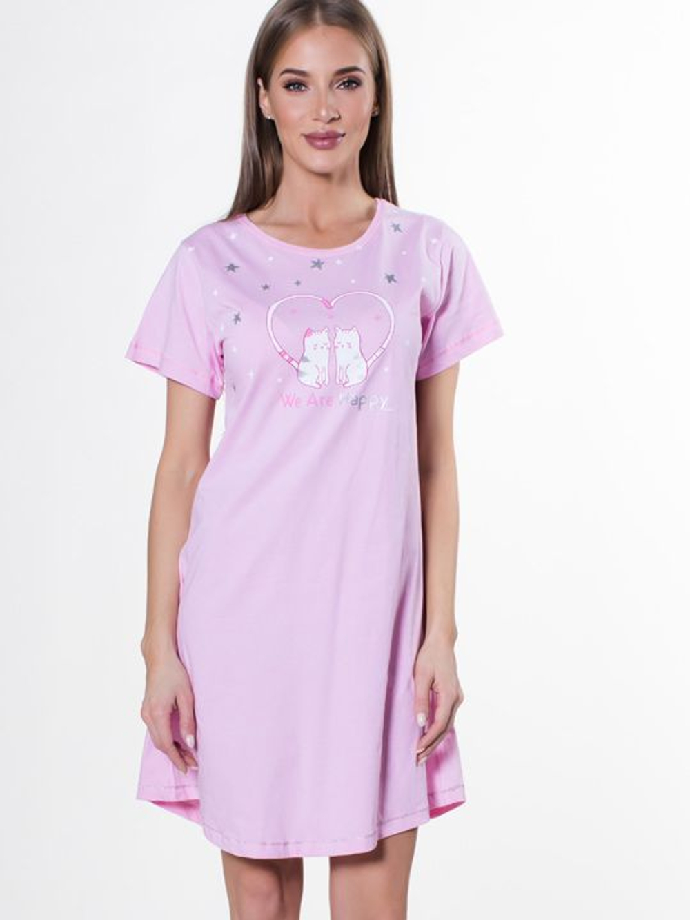 Хлопковая сорочка с принтом и надписью (Размер: XL) (Цвет: темно-синий)