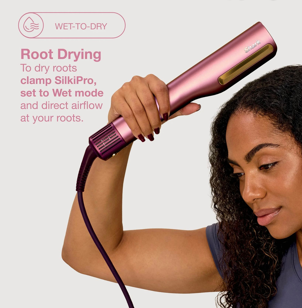 Shark SilkiPro Straight HT401UKPU выпрямитель для волос, фен-стайлер 2-в-1 Wet-to-Dry, профессиональный прибор для укладки волос, керамический выпрямитель