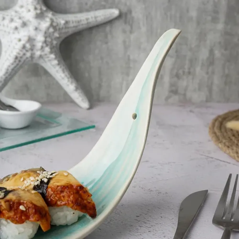 Блюдо для подачи 21*7,4 см h13,5 см для закусок Sea Blue Leaf Frutti di Mare P.L. [1]