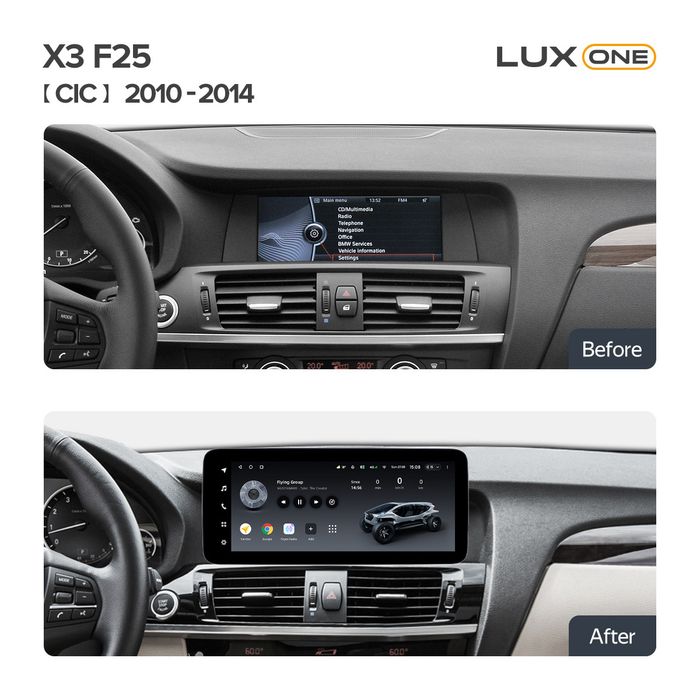 Магнитола для BMW X3 F25 2010-2012 CIC - Teyes LUX ONE 360 монитор 12.3" 2K QLED на Android 10, Быстрая, CarPlay, 4G SIM-слот, 4 камеры в комплекте