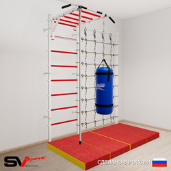 Шведская стенка Sv Sport усиленная 62950 (Турник рукоход/Канат/Цепь/Мешок 15кг/Мат 2м/Канатный лаз)