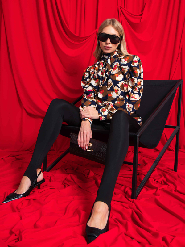 Блуза Кашне (синий/охра)