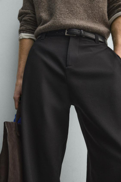 ZARA БРЮКИ RELAXED FIT СО СКЛАДКАМИ, ЧЕРНЫЙ