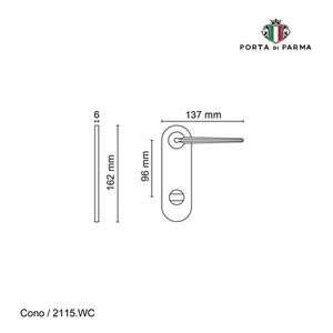 Ручка на планке PORTA DI PARMA Cono WC PVD золото