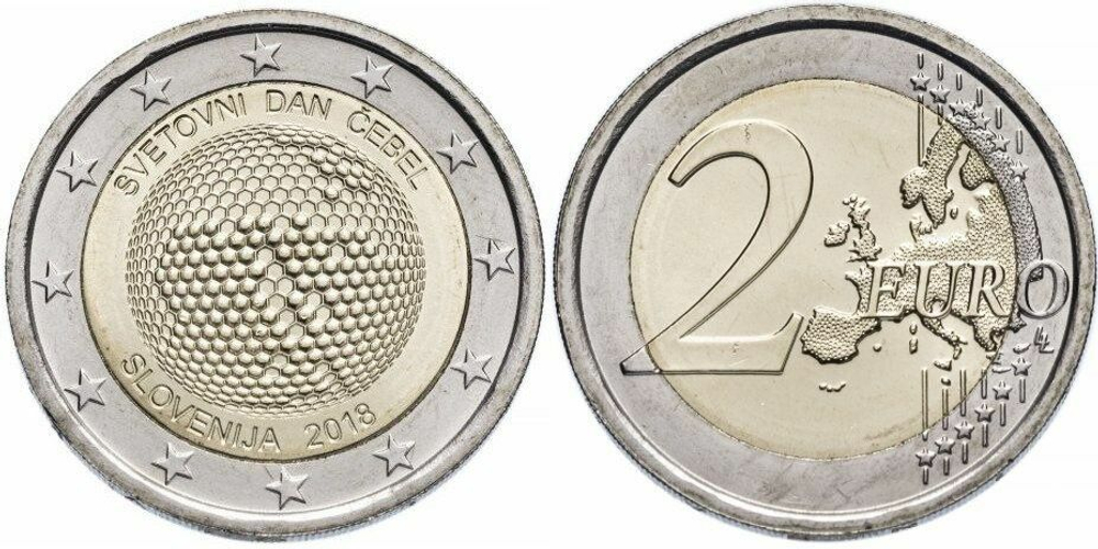 Словения 2 евро, 2018 Всемирный день пчёл UNC