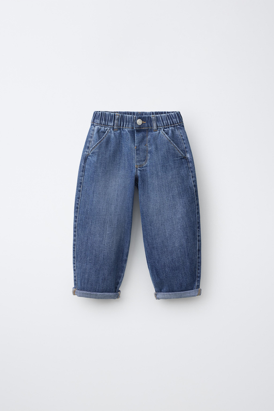 ZARA КОМФОРТНЫЕ ДЖИНСЫ BAGGY, ВЫЦВЕТШИЙ СИНИЙ