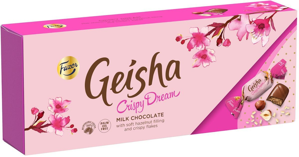 Fazer Шоколадные конфеты Geisha Crispy Dream с фундуком и нугой 270 г (Из Финляндии)
