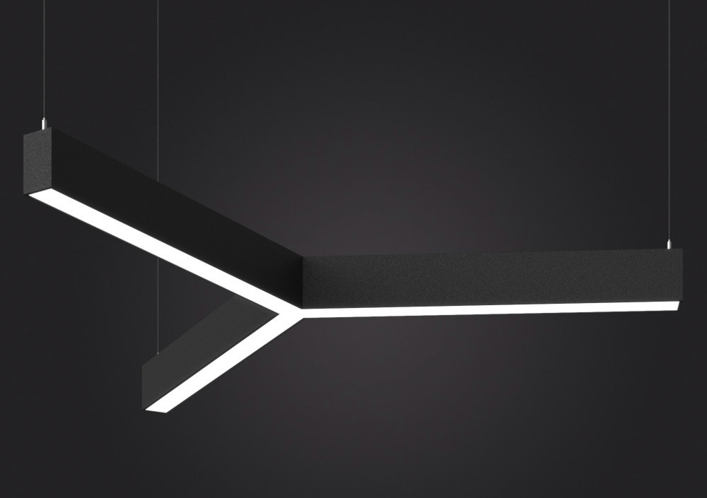 Подвесной LED светильник трехлучевой LP85-TRIOLA-1300 108Вт (сегмент 1328 мм) 5000K 9936Лм черный 2350х2035х80мм DARKLUM