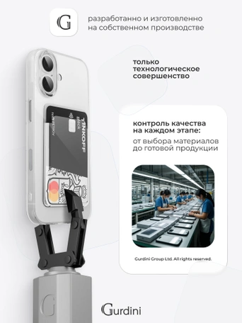 Чехол накладка iPhone 16 6.1" Gurdini силикон с отделением для карты прозрачный