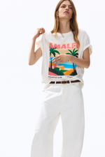 Хлопковая футболка с принтом — Светлый пыльно-голубой/Caribe - H&M