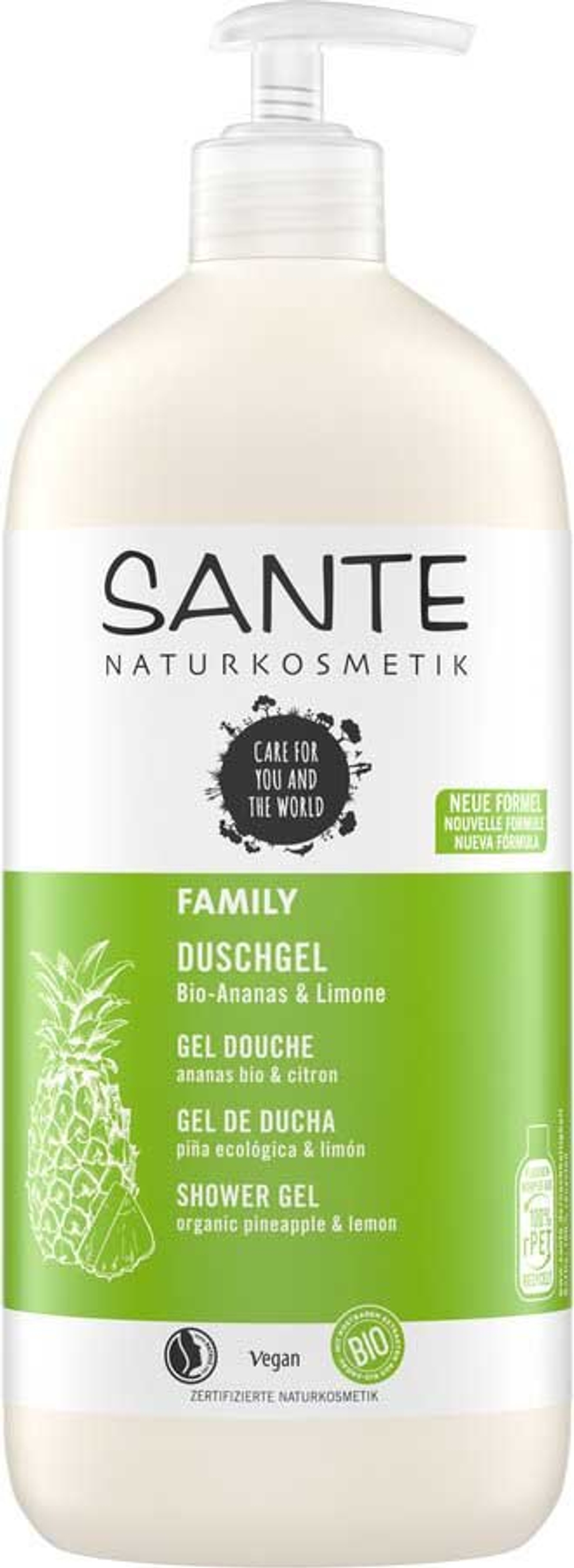 Гель для душа Family, органический, ананас и лимон Sante, 950 мл