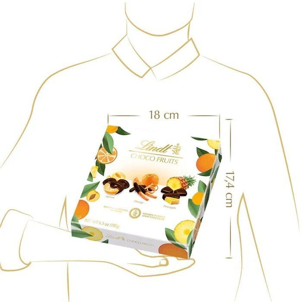 Фрукты в темном шоколаде Lindt Choco Fruits (абрикос, апельсин, ананас) 180 г (из Финляндии)