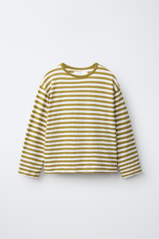ZARA ФУТБОЛКА SOFT В ПОЛОСКУ, ЖЕЛТЫЙ
