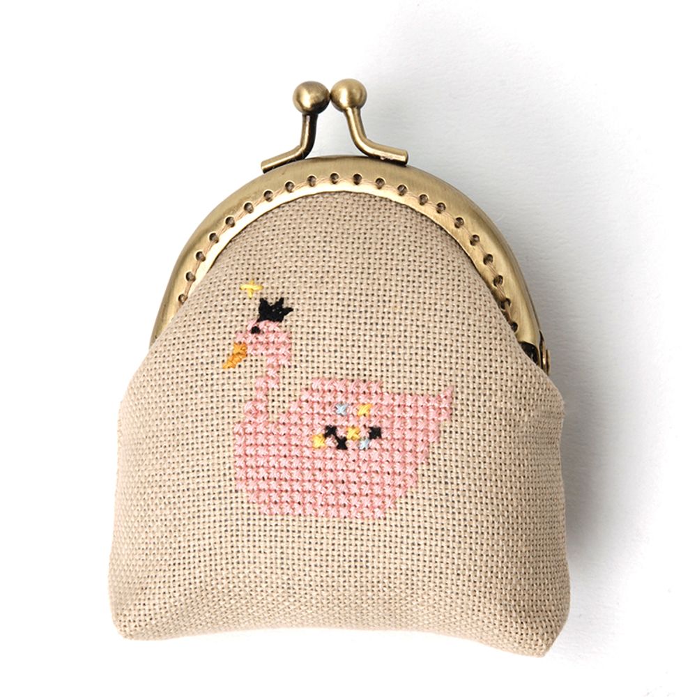Набор для вышивания нитками XIU Crafts, кошелек Розовый лебедь, 9х8 см