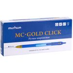 Ручка шариковая масляная автоматическая MUNHWA "MC Gold Click", СИНЯЯ, узел 0,7 мм, GC07-02