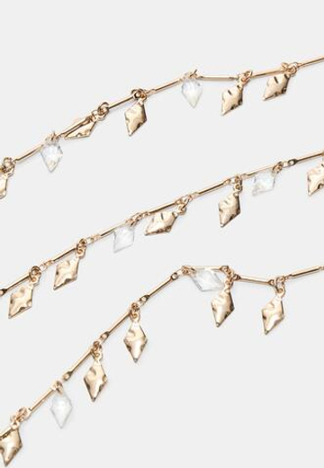 STRADIVARIUS Комплект из 3 ромбовидных ожерелий, золотой