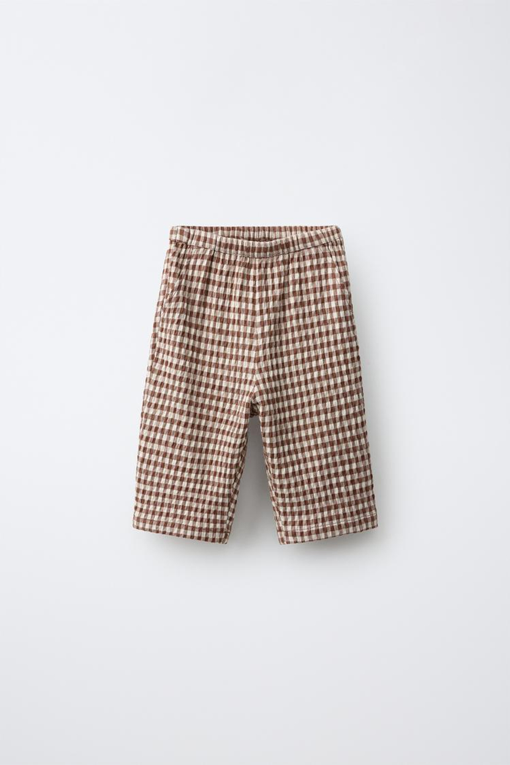 ZARA БРЮКИ BAGGY В КЛЕТКУ ВИШИ, КОРИЧНЕВЫЙ