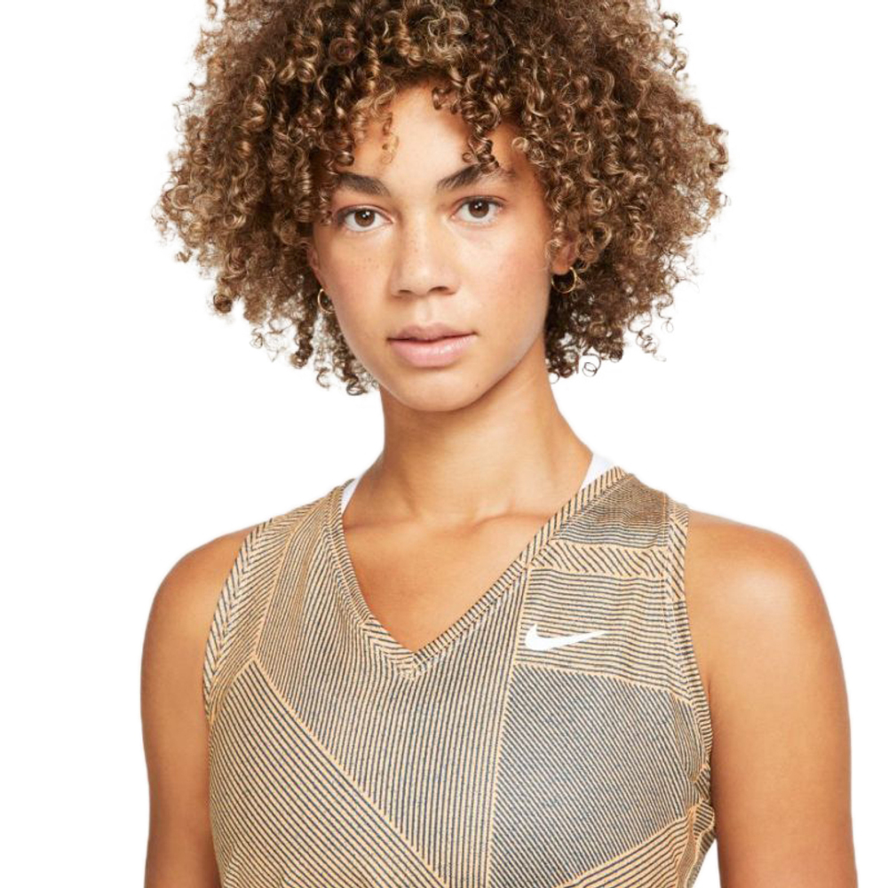 Женский топ теннисный Nike Court Victory Printed Tennis Tank W - peach cream/white