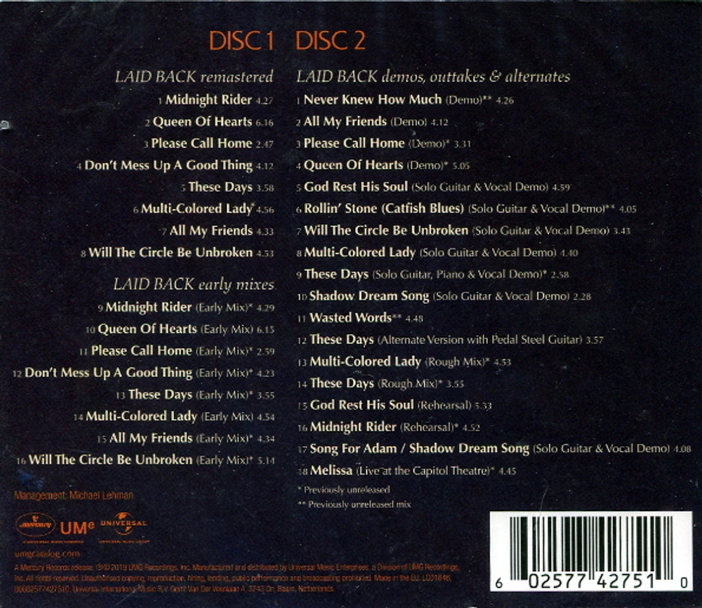 Gregg Allman / Laid Back (Deluxe Edition)(2CD)