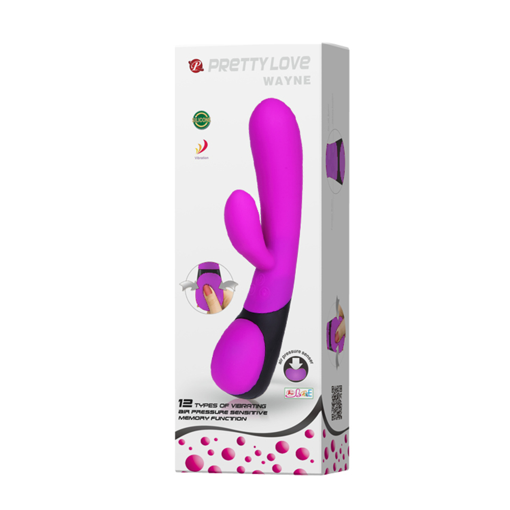 Фиолетовый вибратор Pretty Love с клиторальным отростком - 21 см. (Цвет: фиолетовый)