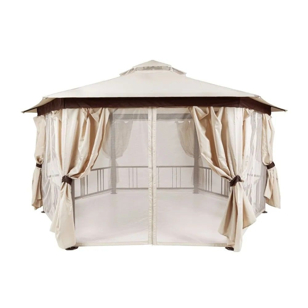 Шатер садовый Green Glade Gexagon Big Beige (сторона 250 см, площадь 16 м²)