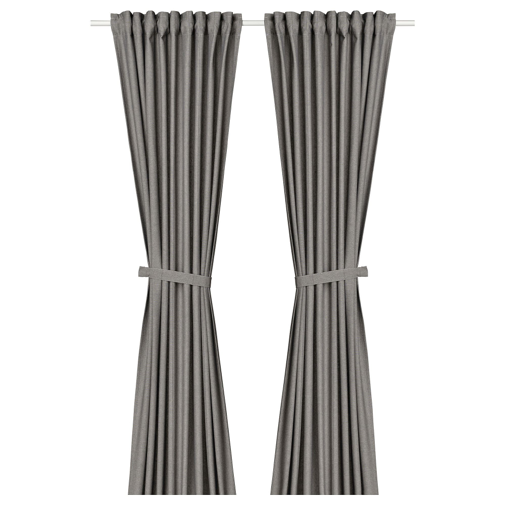 Комплект штор IKEA LENDA (ЛЕНДА), Темно-серый, 140x250 см, 2 шт