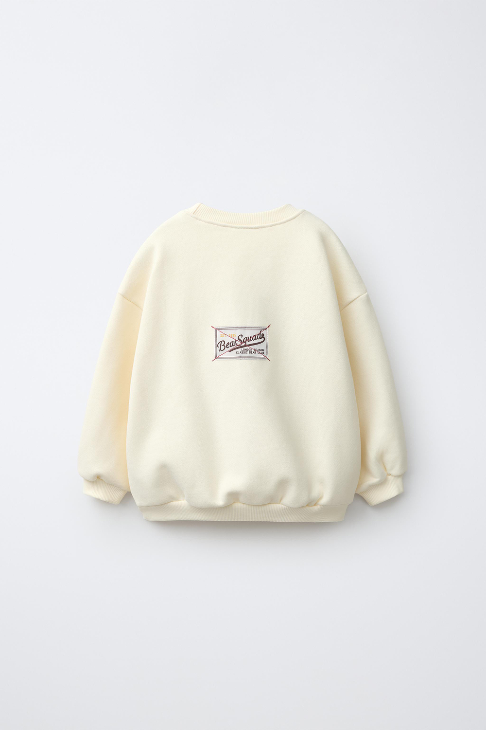 ZARA ТОЛСТОВКА С ВЫШИВКОЙ И ПРИНТОМ «МЕДВЕДЬ», ЭКРЮ