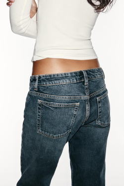 ZARA ДЖИНСЫ TRF SLIM FIT С НИЗКОЙ ПОСАДКОЙ, МОРСКОЙ СИНИЙ