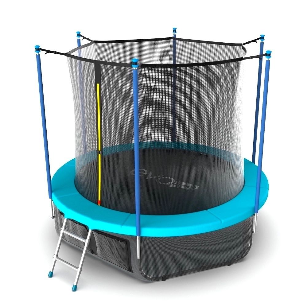 EVO JUMP Internal 12ft (Wave). Батут с внутренней сеткой и лестницей, диаметр 12ft (морская волна) + нижняя сеть