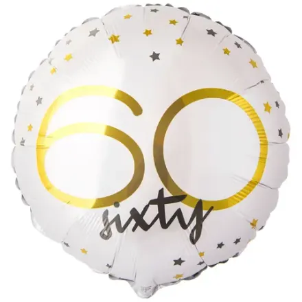 Круг на Юбилей "С 60-летием" белый\золото